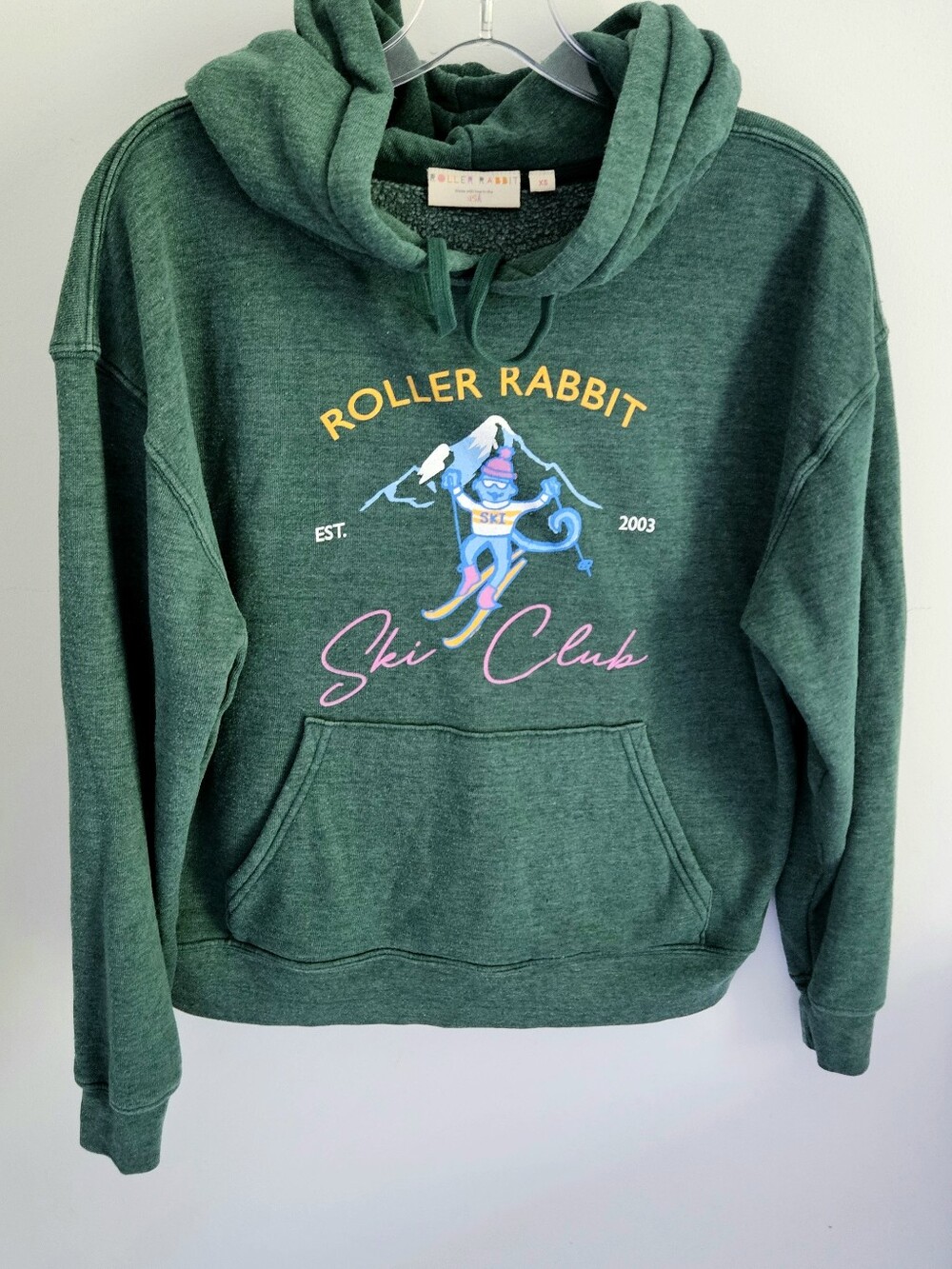Roller Rabbit Sweatshirt Green Apres Ski Club Est 2003 Rare